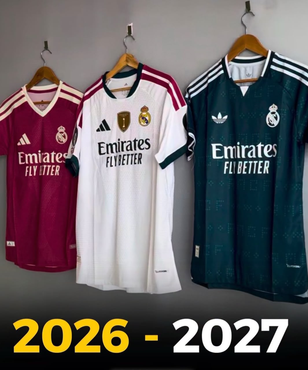 Maillot real domicile ,extérieur et troisième maillot
