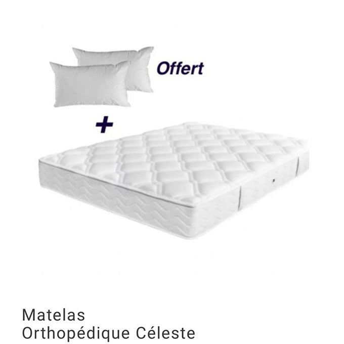 Matelas Orthopédique Celeste 190/180 + 2 Oreillers Offert