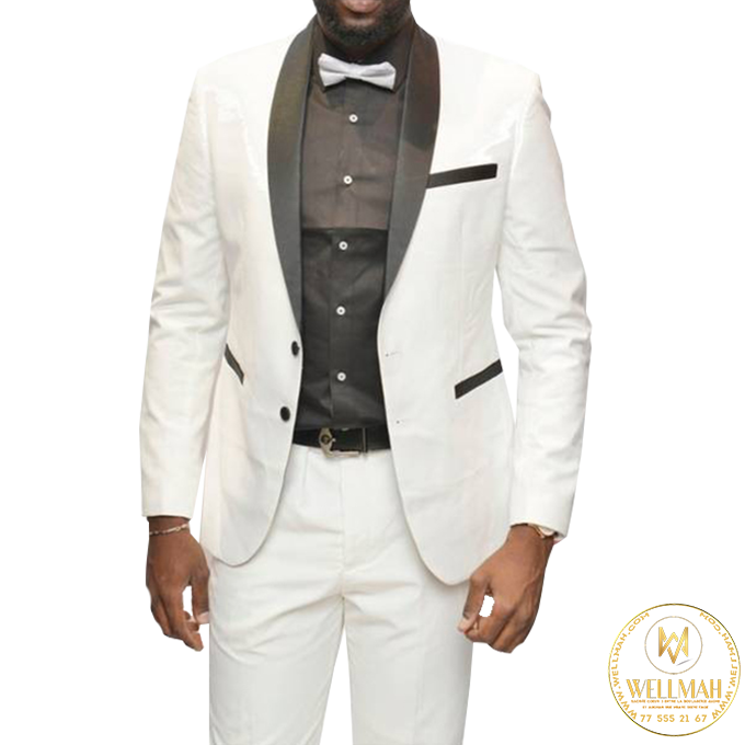 Ensemble Smoking de Mariage Homme de Deux Pièces – Coupe près du Corps – Blanc