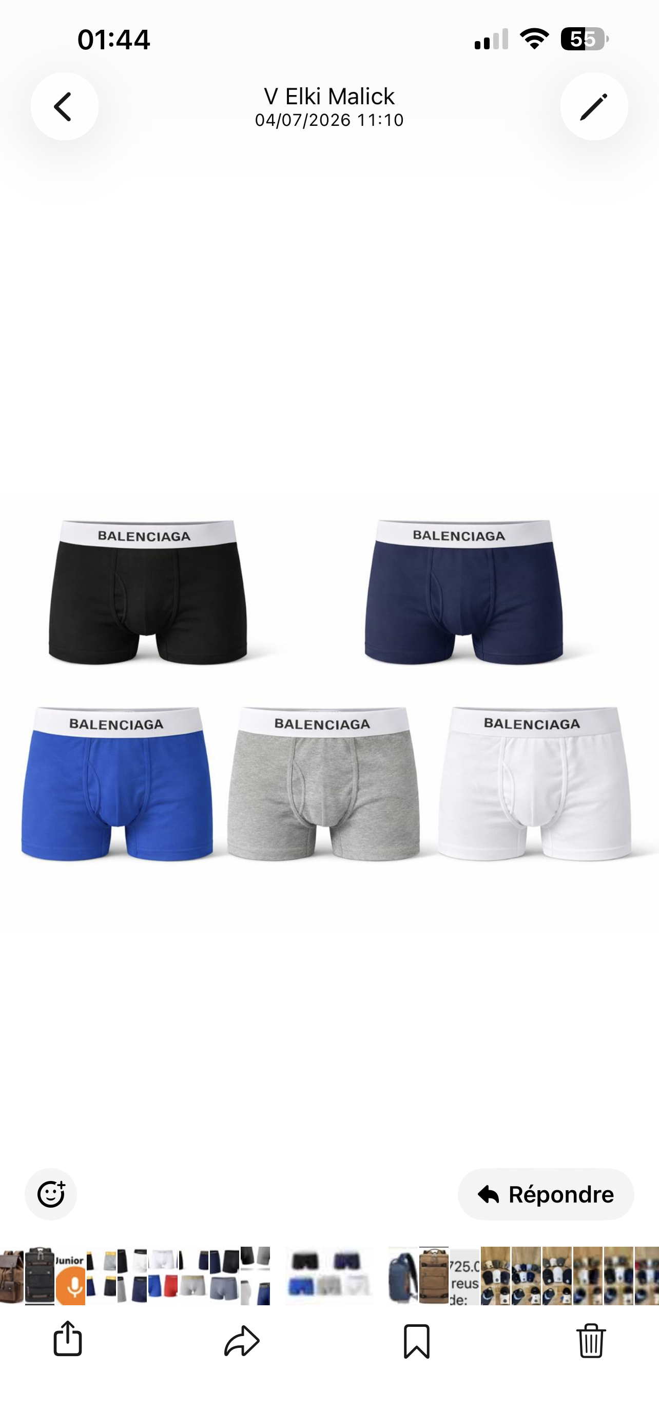 Boxers 100% coton pack de 5 pièces