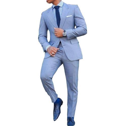 Costume Homme de Deux Pièces: Veste + Pantalon – Coupe près du Corps – Bleu Ciel