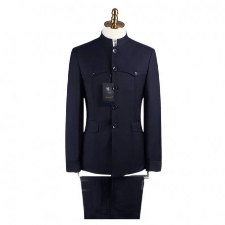 Costume Homme Col Mao Bleu Marine