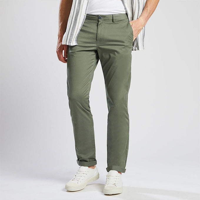 Pantalon Chinos Homme en coton – Coupe slim fit – Vert