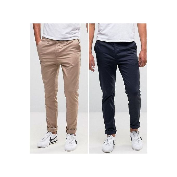Pack de 2 Pantalons Kaki Homme – Coton – Noir et Beige