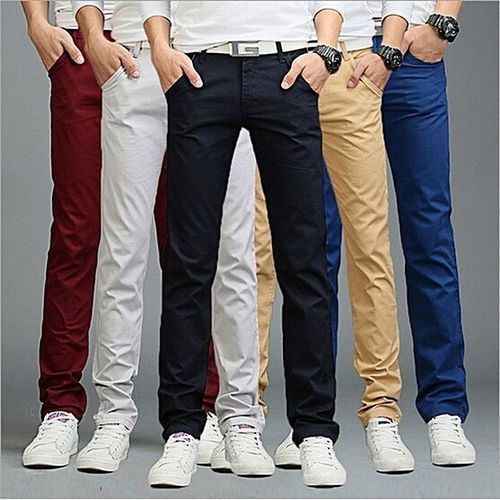 Pack de 5 Pantalons Kaki pour Homme – Rouge / Gris / Noir / Beige / Bleu
