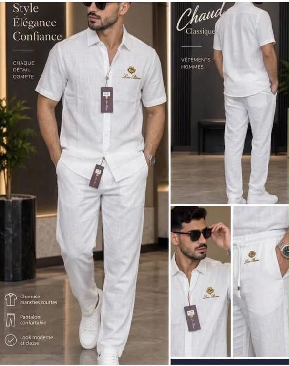 Ensemble Lin Homme Blanc