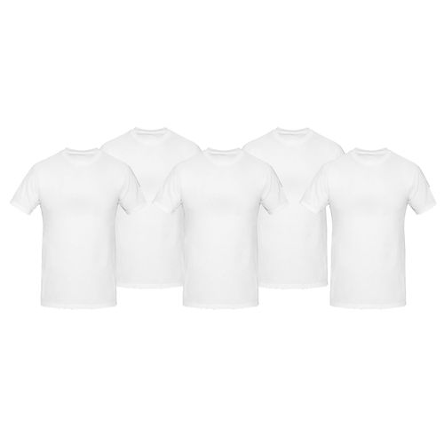 Pack de 5 T-Shirts – Col Rond – Manches Courtes – Coton – Blanc