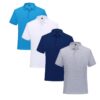 Fashion Polos Manches Courtes - 4 Pièces - Pour Homme - Turquoise/ Gris / Blanc/ Bleu Nuit