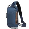 Fashion Sac à bandoulière multifonctionnel imperméable et antivol pour hommes avec chargement USB - Noir & Or – Image 5