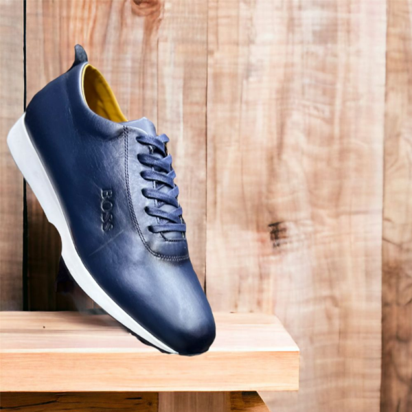 Basket Homme en cuir - Bleu