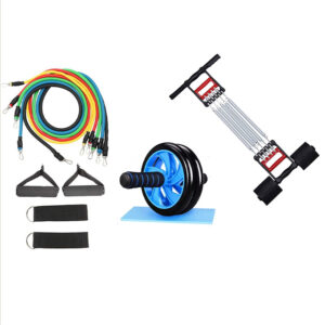 Pack sportif : Corde de résistance, Roue abdominal et extenseur