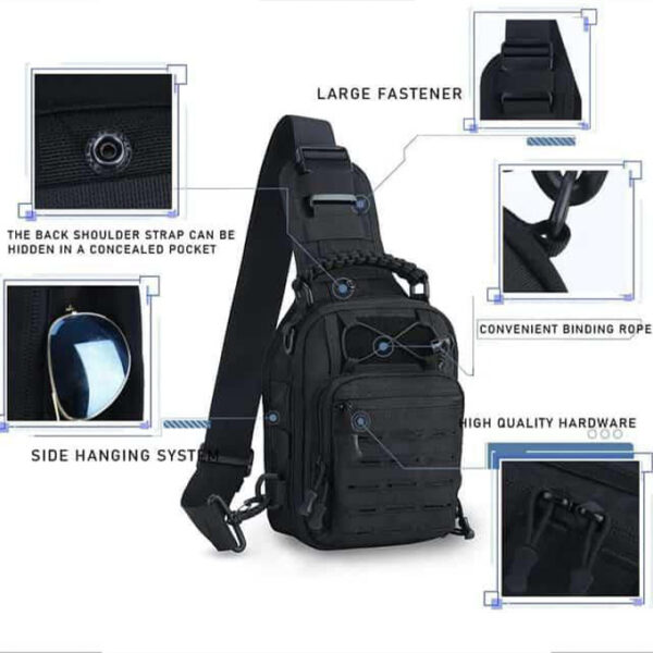 Sacoche à Dos camouflage - Sac de sécurité - Noir