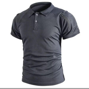 Polo militaire à manches courtes pour homme à séchage rapide - Noir