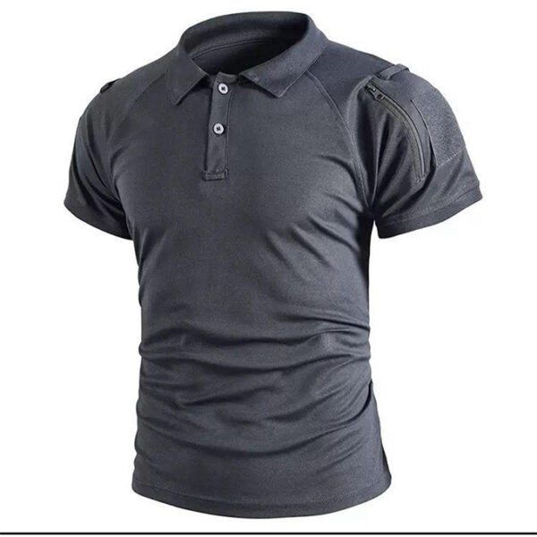 Polo militaire à manches courtes pour homme à séchage rapide - Noir